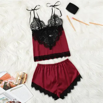 

Lingerie Feminina Underwear Set Pajamas Intimate Lingerie Sexy Lace Bra And Panty Set For Women Mesh Sheer Brassiere Sleepwear