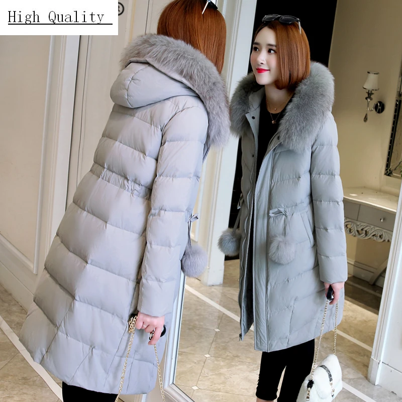 

Thick Warm Down Parka Women Duck Down Jacket Female Winter Coat 2020 Ladies Long Coat Natural Raccoon Fur Overcoat 17006