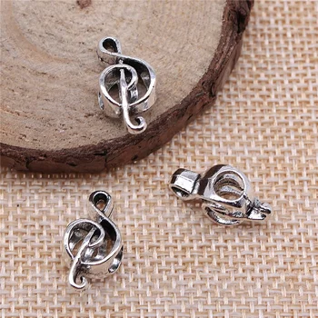 

free shipping 50pcs 18x8x6mm antique silver Musical note beads charms diy retro jewelry fit Earring keychain hair card pendant