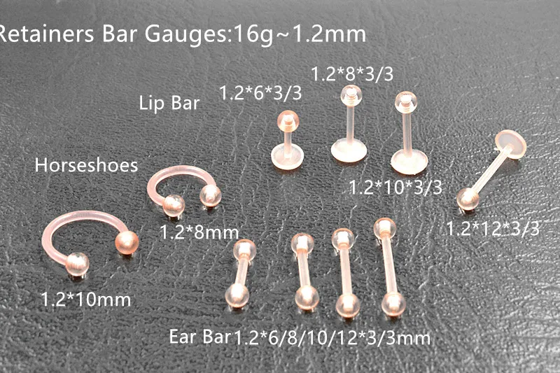 

Free shippment LOT100pcs Body Piercing -UV Flexible Retainer Nude Lip Labret Bar Horseshoes Rings Ear Helix Bar Lip Piercing New