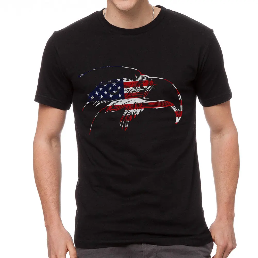 US Flag Eagle Men's Black T-shirtNew T Shirt Spring Summer |