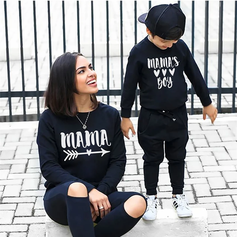 a juego para mamá e hijo, conjunto de suéter para madre hija, conjunto de apariencia familiar para mujer, camiseta para bebé, mamá|Trajes iguales de familia| - AliExpress