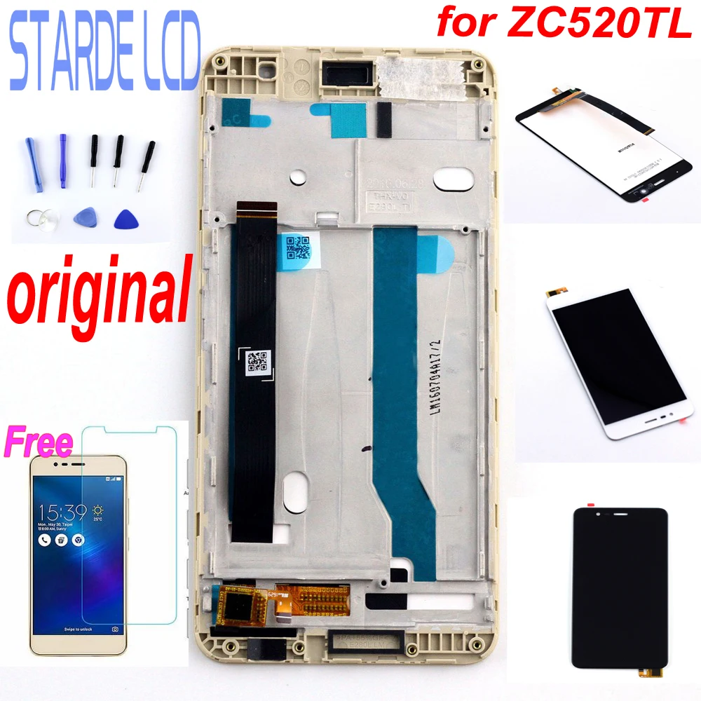 Cena Oryginalny 5.2 dla Asus Zenfone 3 Max ZC520TL wyświetlacz LCD montaż digitizera ekranu dotykowego X008D wymiana z ramką