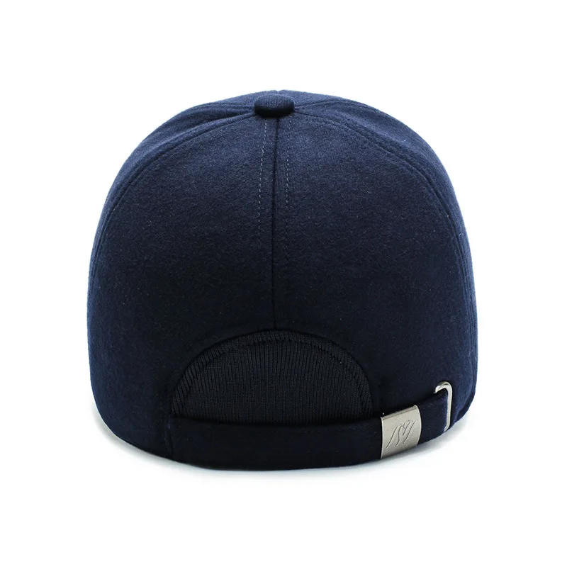 Men's Hat Autumn and Winter Wool Tweed Baseball Cap with Earflap Ear Protection Thickened Warm Fashion Dad Hat Trucker Cap 2021