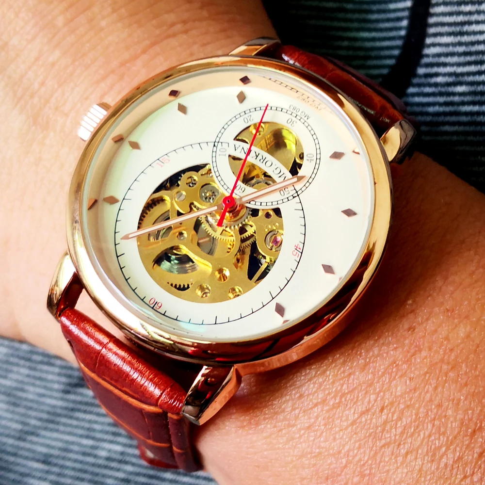 Новинка 2020 Reloj Hombre ORKINA прозрачный чехол нержавеющая сталь сетчатый ремешок