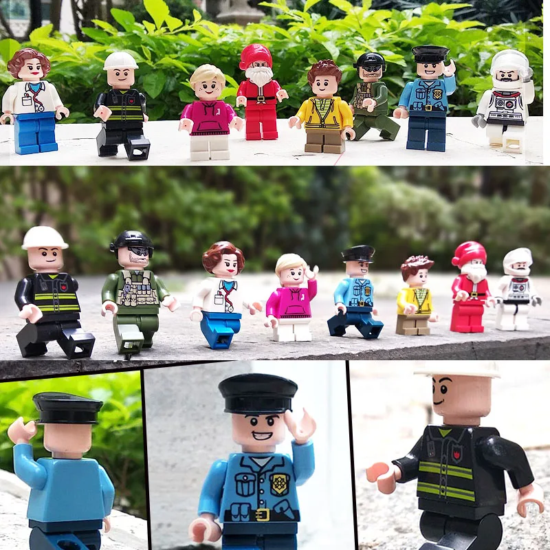 

8pcs Compatible Legoing Friends Mini Figures Set Santa Claus Nurse Doctor 2020 New Legoing Figuras City Police Christmas Boy Toy