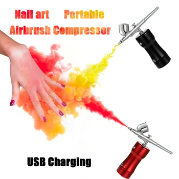 

Dual Action Airbrush Kit Compressor Portable Air Brush Paint Spray Gun For Nail Art Desgin Tattoo Cake Nail Art Equipment