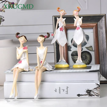 

Flower Fairy Resin Decoration Painted Figure Statue Couple Birthday Gift Desktop Sculpture Crafts Home Decoration Accessories