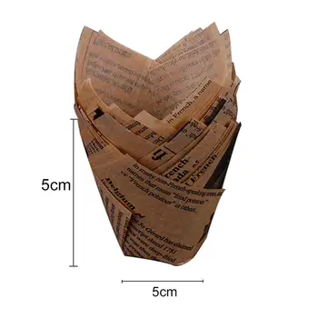 

10pcs Newspaper Style Cupcake Liner Baking Cup For Wedding Party Caissettes Tulip Muffin Cupcake Paper Cup Oilproof Cake Wrapper