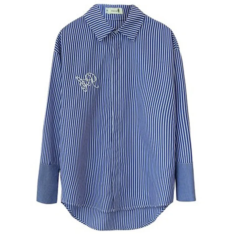 Women Blouses Autumn Women Casual Loose Vertical Striped Long Sleeve Blouse Shirt Blusa Feminina Vestido Plus Size Blouse W1