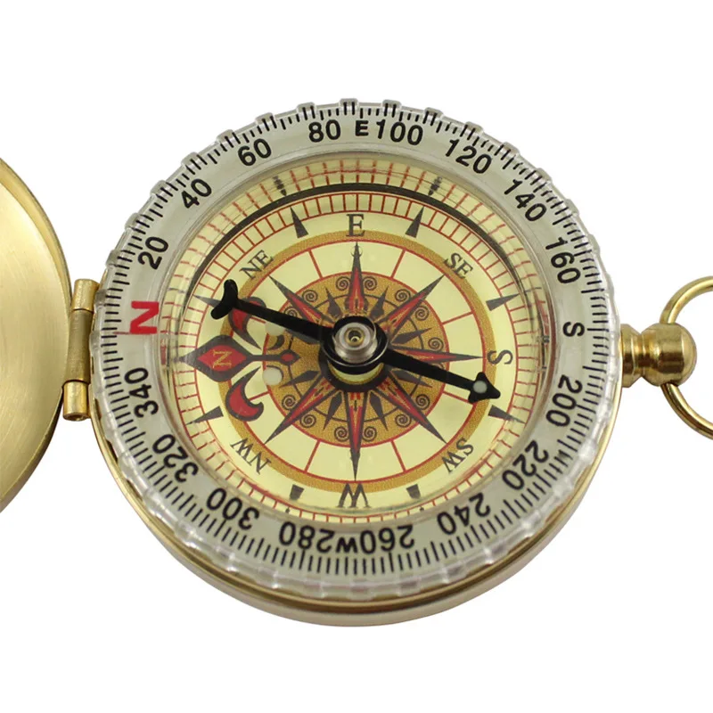 High Quality Camping Hiking Pocket Brass Golden Compass Portable Compass Navigation for Outdoor Activities 5