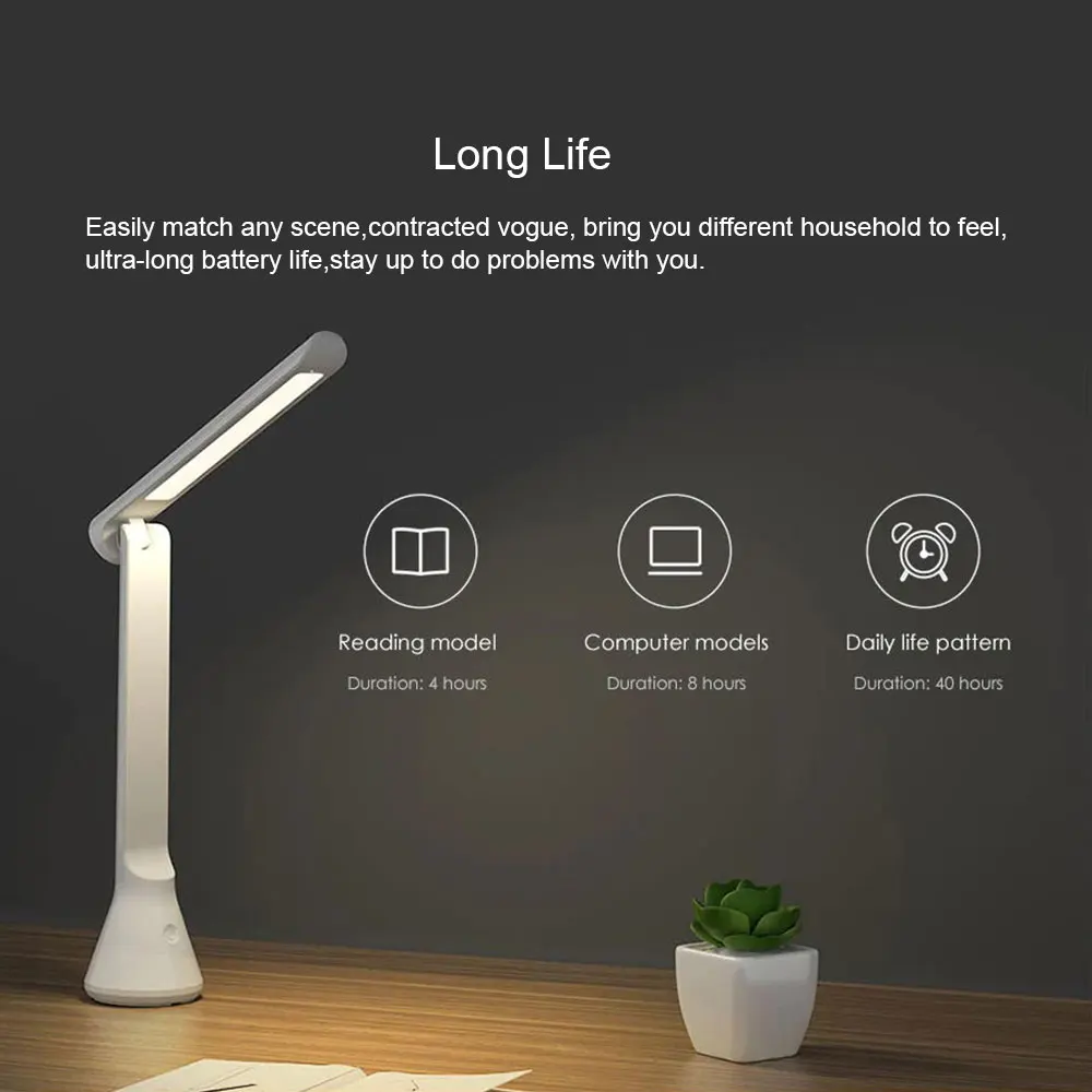 LED Desk Lamp Rechargeable Folding Table Lamp 220V White Bedside Lamp Reading Learning Portable Lights Bedroom Emergency Light