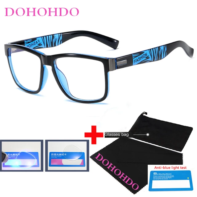 Montura de gafas con luz azul para hombre y mujer, lentes transparentes para juegos de ordenador, gafas cuadradas, montura óptica Anti-UV 1