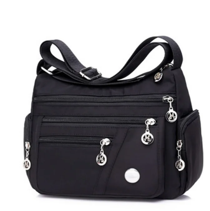 New Middleaged Women's Black Bag Large Capacity Nylon Canvas Bag