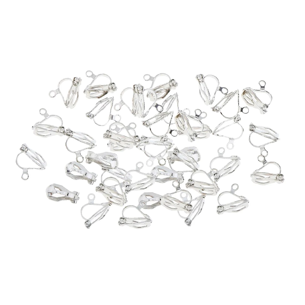 50pcs Silver Earrings Parts Clip On Earrings Findings For Jewelry Accessory