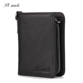 

Fashion Genuine Leather Men's Short Wallet With Coins Pocket Money Purse Womens Clutch Bags Rfid Mini Wallet Cowhide Simple New