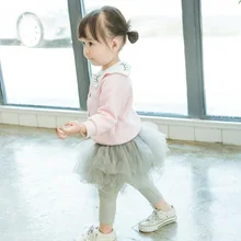 Ins2108/Новые продукты, пышное Сетчатое платье-леггинсы для малышей Детские трикотажные брюки с высокой талией, 5 слоев