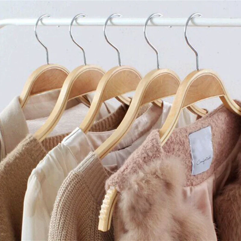

Home Windproof seamless Hanger Shine Solid Wood Clothes Hanger Organizer Fixed Holder Storage Racks Buckle Anti-Slip Hangers