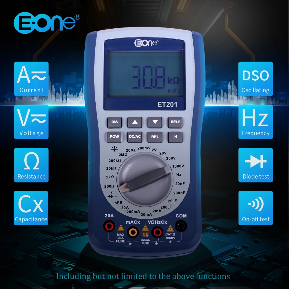 Осциллограф ET201 3 в 1 мультиметр Ручной цифровой ScopeMeter AC/DC Ток Напряжение Емкость Частота