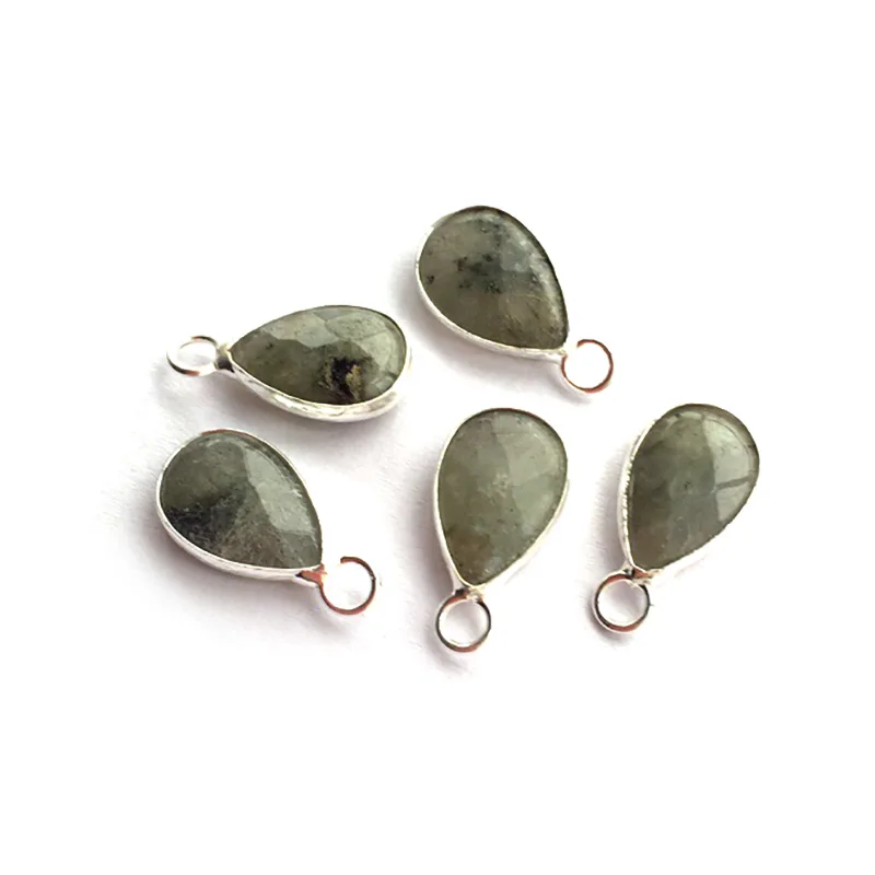 Labradorite Silver Натуральный Камень Роза кварца Лабрадорит аметисты кулон в форме капли воды форма DIY для ожерелья или ювелирных изделий Размер 18*10*5 мм - Окраска металла: Labradorite Silver