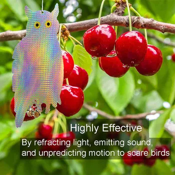 

2Pcs Owl Holographic Reflective Deterrent Scare Bird Repellent Control Device with Bells GQ
