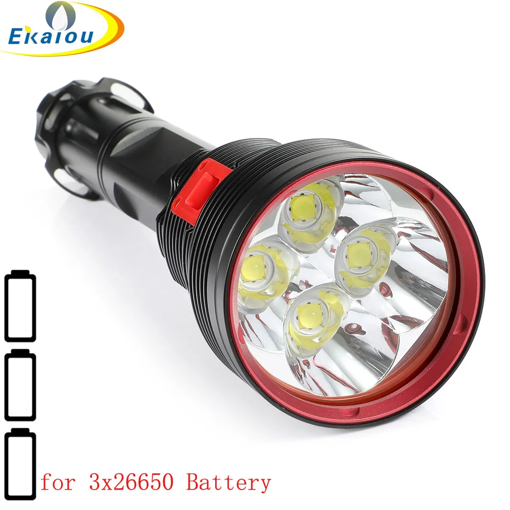new High Power 4 x XHP70.2 Scuba Diving Flashlight High lumen Underwater Waterproof LED Diver Torch for 3x26650 battery