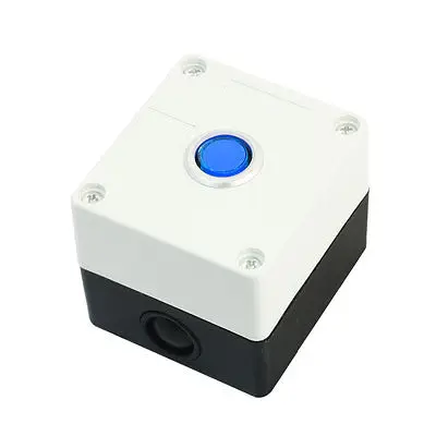 

AC220V 5A SPDT 1NO 1NC Self-Locking Blue Lamp Push Button Control Station