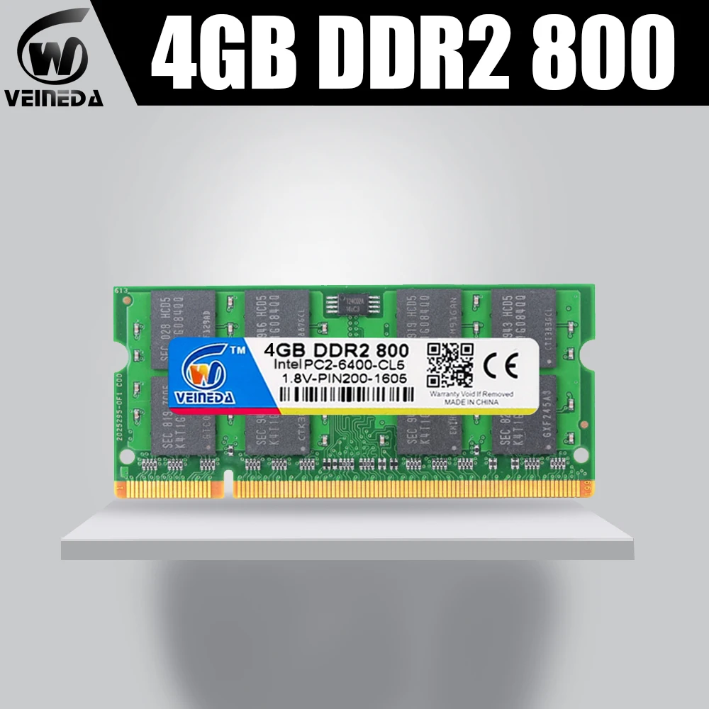 Оперативная память VEINEDA Sodimm 4 Гб ddr2 800 МГц оперативная совместимый ноутбук 667 для