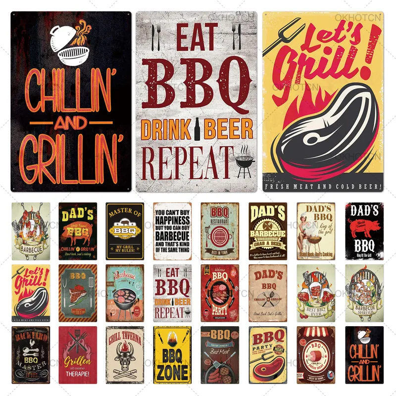

Декор для барбекю, винтажный жестяной знак, металлическая табличка для еды, Настенный декор для кухни, террасы, пляжа, дома, клуба