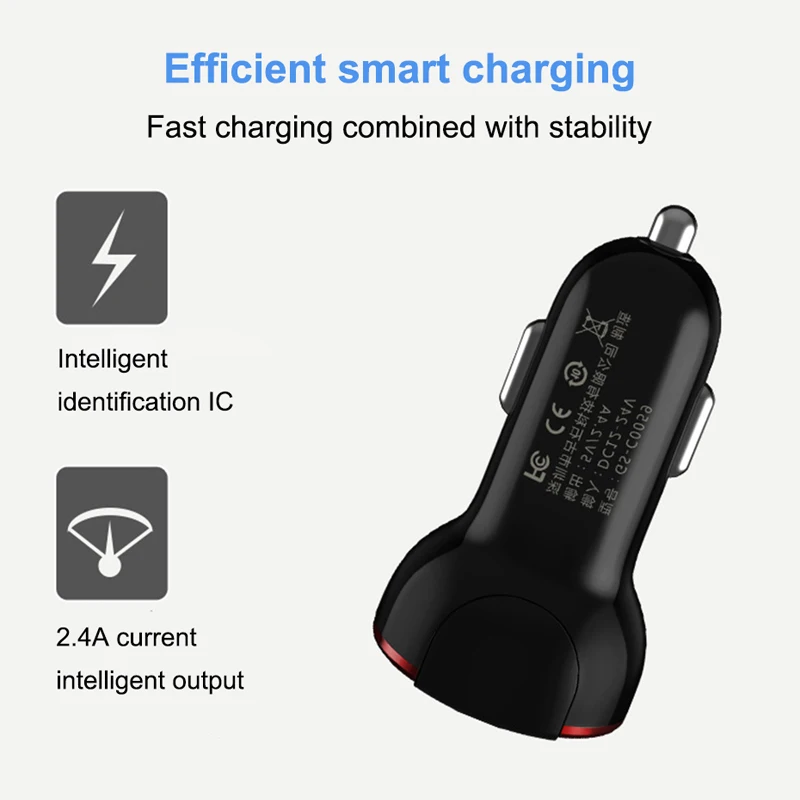Автомобильное зарядное устройство 2.4A с двумя usb-портами, светодиодный дисплей, универсальное автомобильное зарядное устройство для мобильного телефона Xiaomi samsung S8 iPhone 6 6s 7 8 Plus Tablet