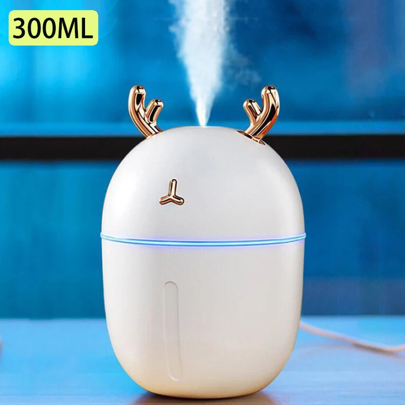 

300ML Air Humidifier Mini Cute Deer-shaped Portable Humidifier Aroma Essential Oil Diffuser Mist Maker for Home Room Office Car