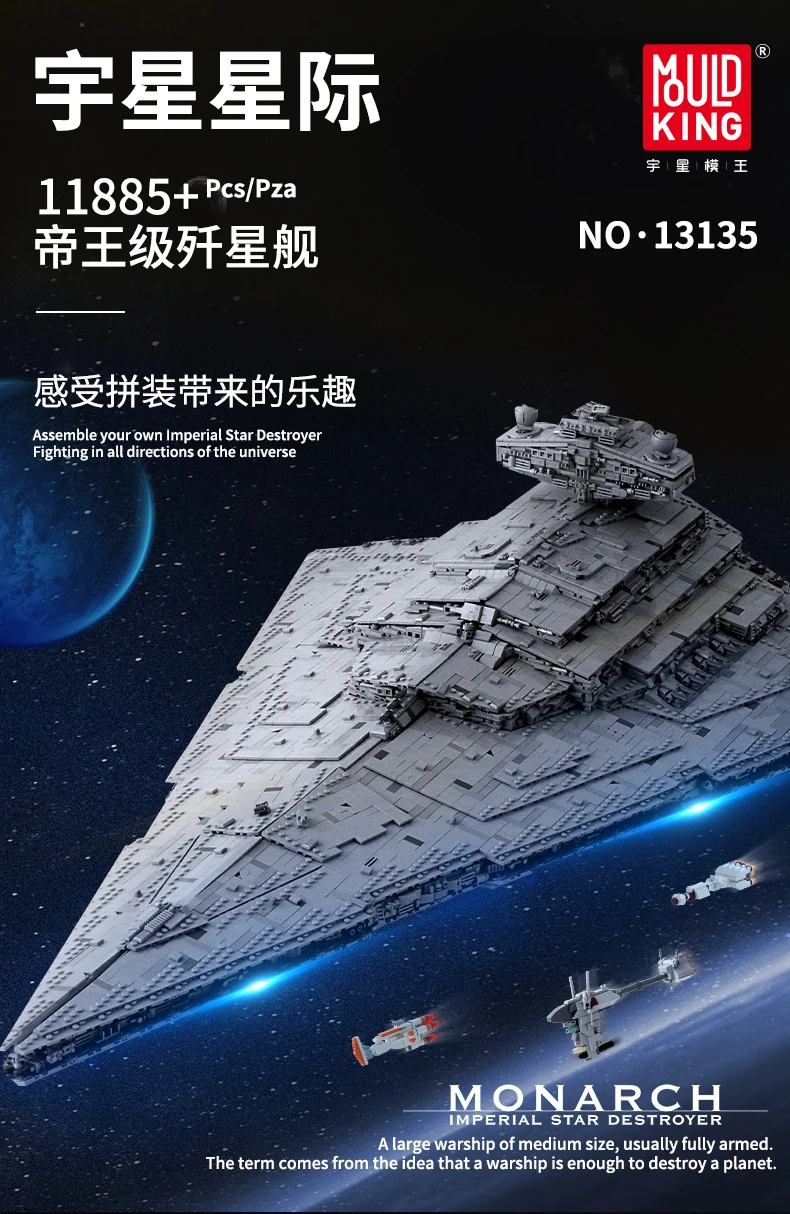 

Mould King Technics 13135 Star Toys Wars Bricks Imperial Destroyer Set MOC-23556 Model Kit Compatible with 75252