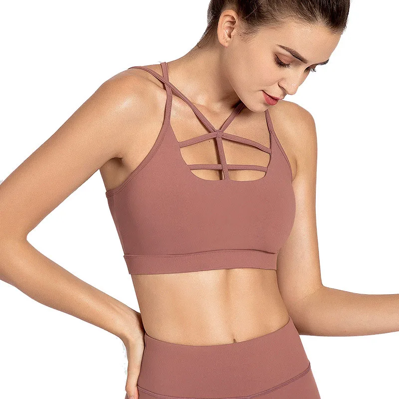 

Women Stylish Racer Back Strappy Firm Control Compression Soft Yoga Tops
