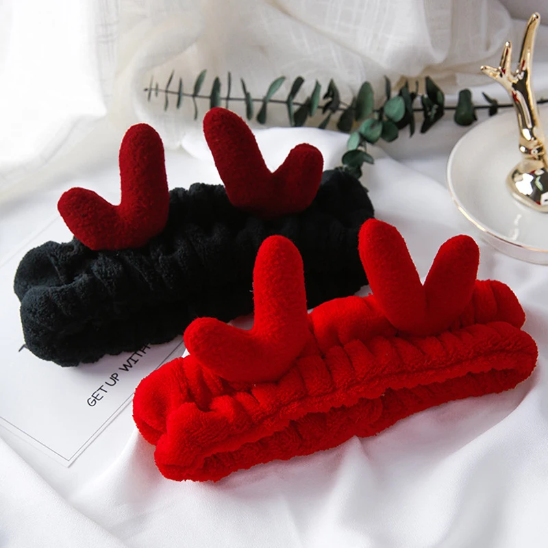 

Cute Antler Wash Face Hair Bands Cartoon Plush Christmas Elks Headbands Elastic Hairbands Headwear Women Girls Hair Accessories