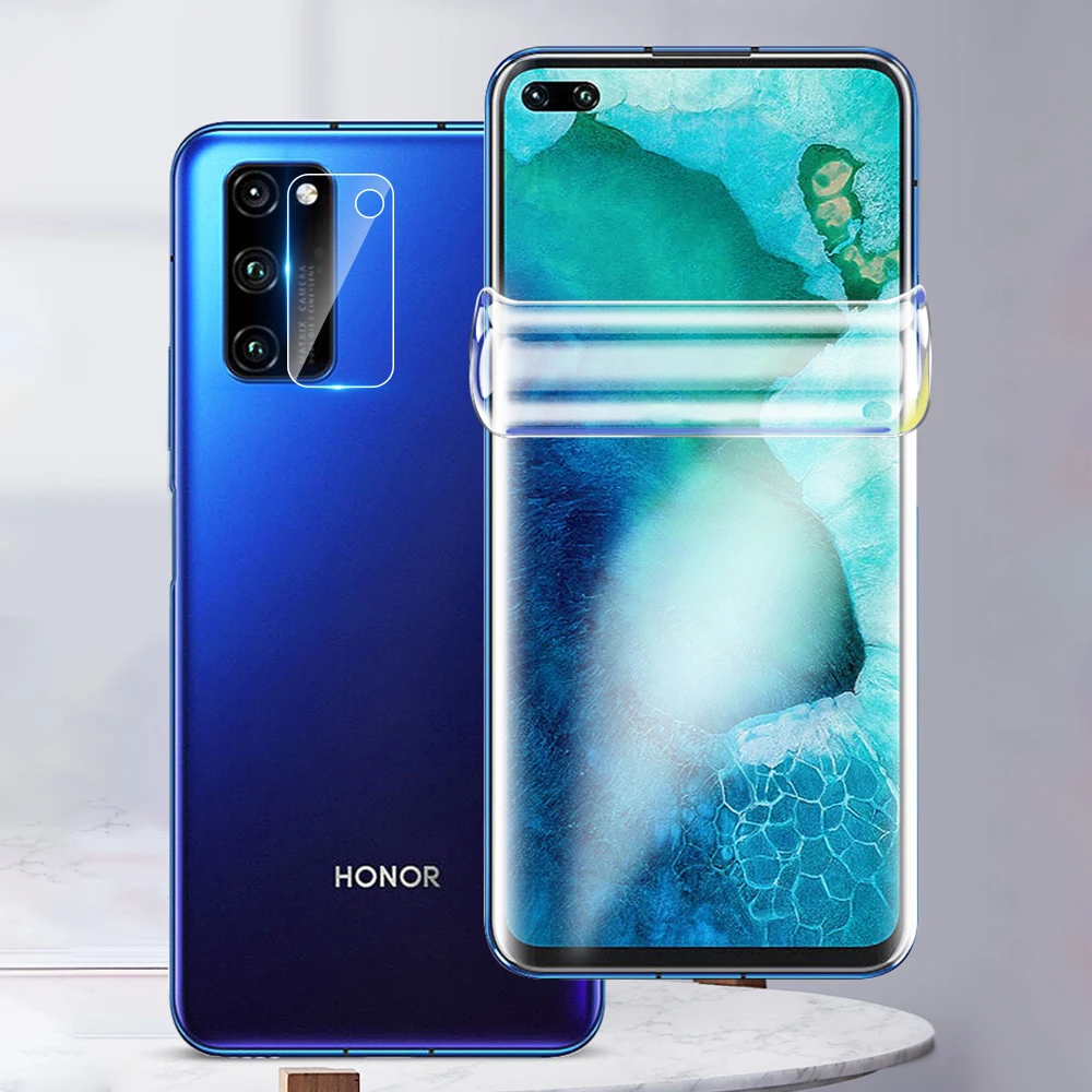 

2-in-1 9D Screen Protector Hydrogel Film Protective Film No Glass for V30 V 30 & Rear Camera Lens Glass For Huawei Honor V30 Pro