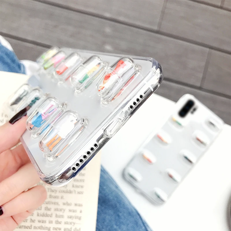 3D капсулы таблетки чехол для телефона для huawei P30 P20 Коврики 20 10 Pro Nova 5 5i 4 3 3i Honor 20 V20 8X Y9 Прозрачный чехол для телефона из мягкой искусственной кожи(термополиуретан