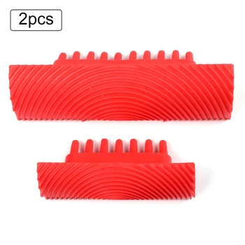 

2pcs Slotted Round Hole Red Wood Grain Pattern Rubber DIY Graining Painting Tool for Wall Ground Decoration DROPSHIP