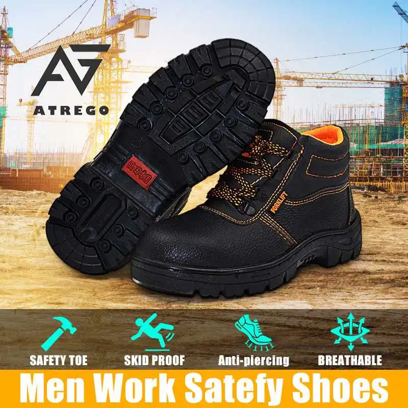 AtreGo Men's Safety Boots Steel Toe Cap Work Shoes Hiking Anti-puncture Sport 