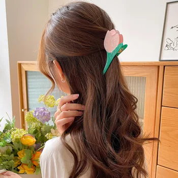 Tulip Little Daisy Headdress High Texture Acetate Women Hair Clips Crab Flower Hair Clip accessories for Girls 1