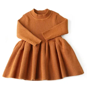 

Autumn Winter Girls Wool Knitted Dress Baby Girl Long Sleeve Sweater Girls Dresses for Party Wedding Baby Kids Warm Clothes