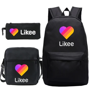 

Likee Video App Back Pack LIKEE Backpack for Girls Sac A Dos Backpack Women 3 PCS/set Heart Bookbag Russia Style Mochilas