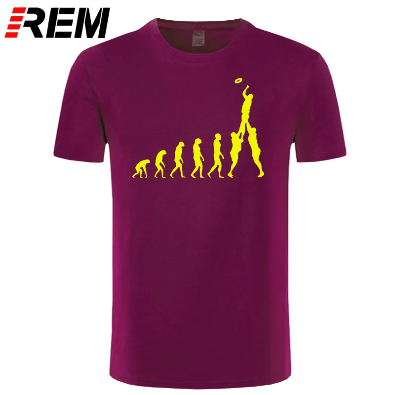 maroon yellow Регби Эволюция человека футболка забавные печатные футболки мужские короткий рукав хлопок мужские топы - Цвет: maroon yellow