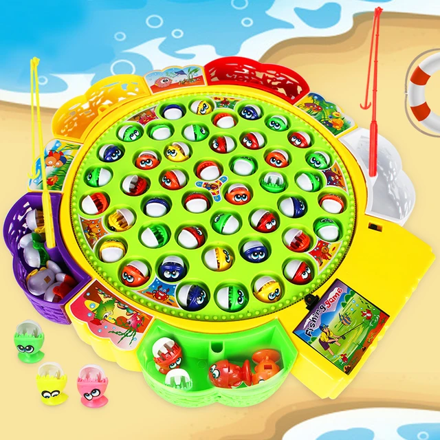 Kids Battery Operated Fishing Toy Musical Rotating Fishing Game