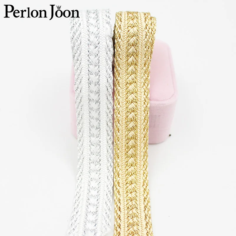 5 Yards Gold and Silver Clothing Home Shoes and Hats Lace Sewing Accessories Lace Trim Gold Silver Thread Webbing ZD0358 lace fabric lace sewing accessories lace sewing supplies lace accessories lace garment accessories