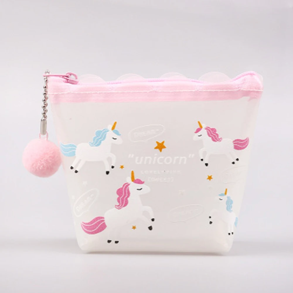 ISKYBOB ПВХ фрукты Единорог Кошелек для монет с принтом прозрачный переносной милые деньги ID карты на молнии кошелек-органайзер для девочек подарок