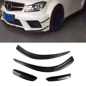

for Mercedes Benz C Class W204 C63 AMG 2012-2014 Carbon Fiber Front Bumper Splitters Spoiler Wind Knife Canard Fins Trim