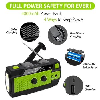 

Multifunction Emergency Solar Hand Crank Weather Radio 4000mAh Power Bank Charger Flash Light Emergency Dynamo radio fm portable