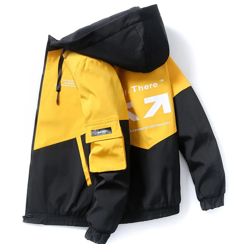 FGKKS Fashion Brand Men Printing Jacket Spring Autumn New Men High Street Hooded Outerwear Trendy Casual Jackets Coat Male