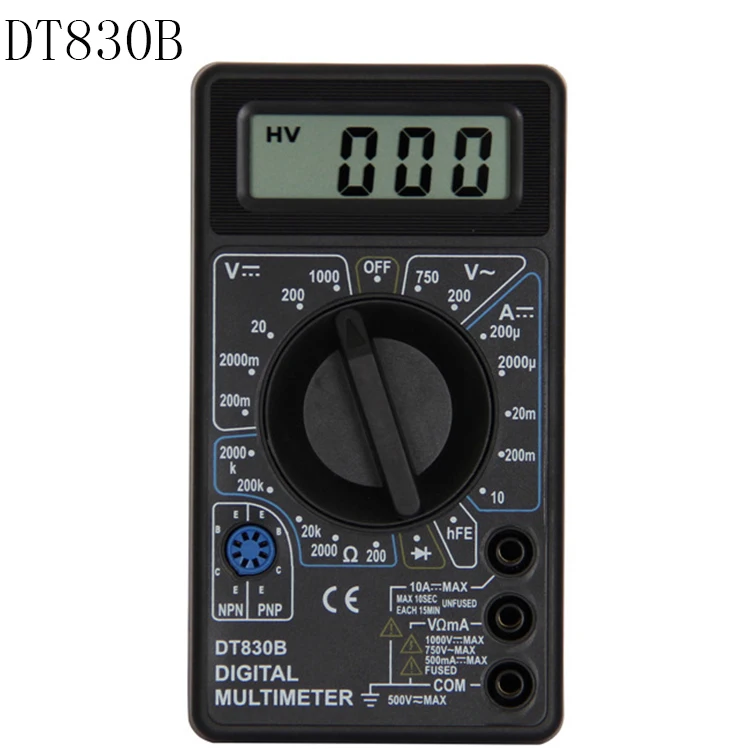 DT830B Multimeter 1Pcs DT830B AC/DC LCD Digital Multimeter 750/1000V Voltmeter Ammeter Ohm Tester High Safety Handheld Meter Digital Multimeter - Цвет: DT830B Multimeter