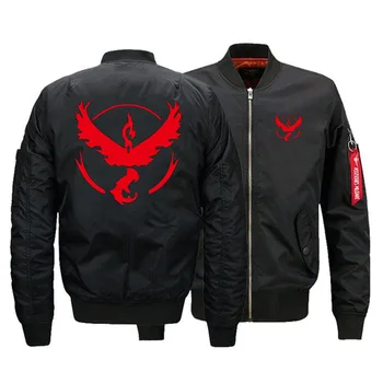 

Men's Bomber Jackets Pokemon Go Hoodies Winter Jacket Flight Coat Team Valor Team Mystic Team Instinct Sweatshirts Outerwear